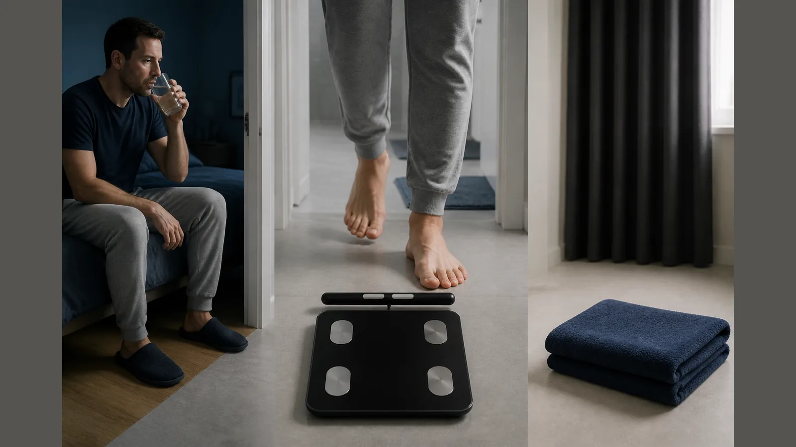 Night-shift smart scale routine anchored to waking