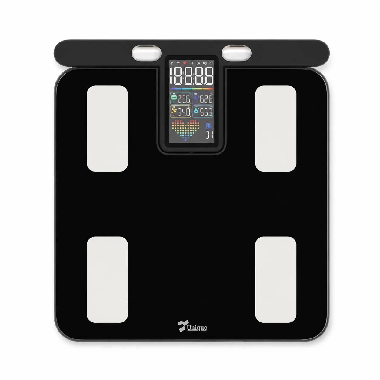Front view of the black CF625BLE+WIFI-X05 eight-electrode smart scale