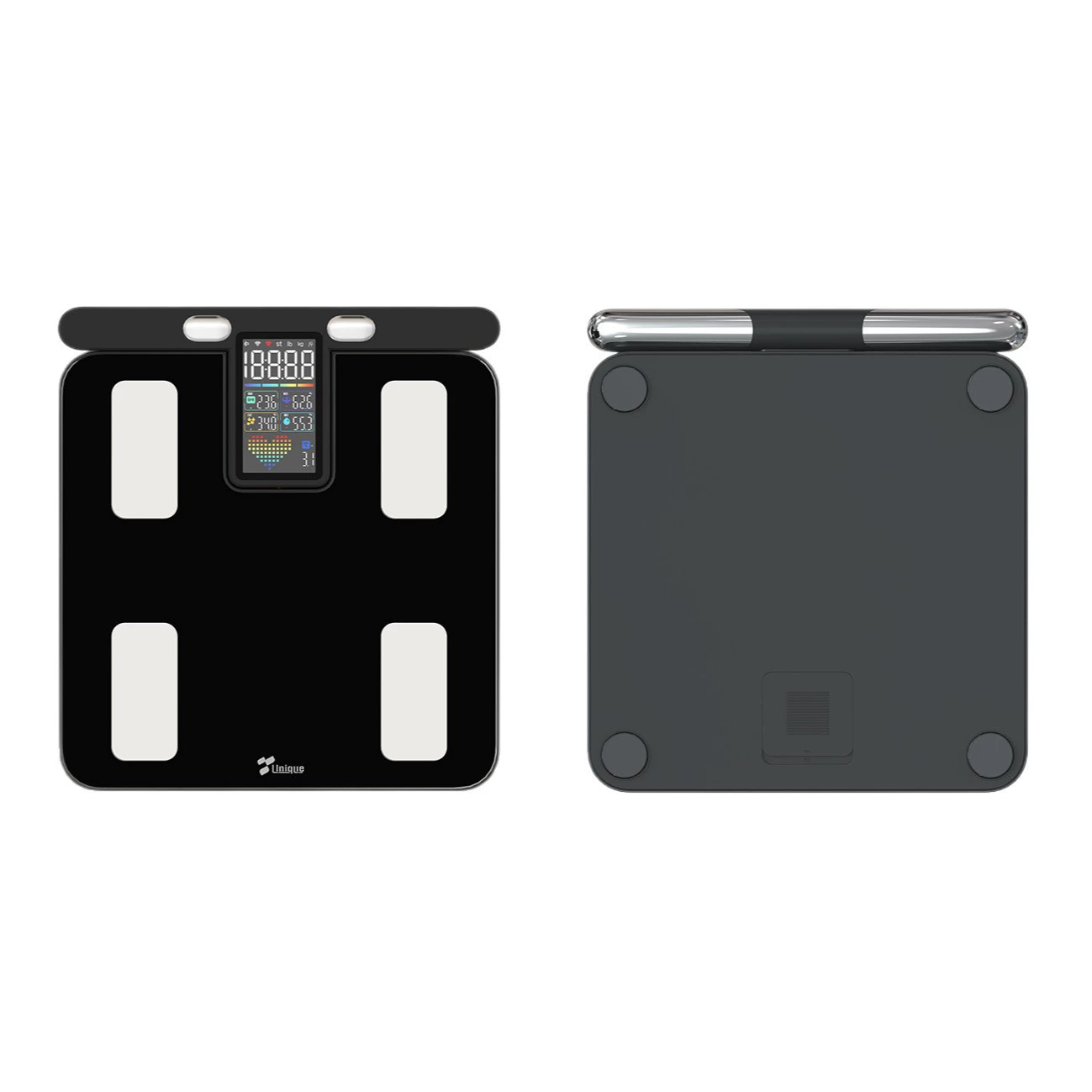 Front and rear views of the black CF625BLE+WIFI-X05 scale