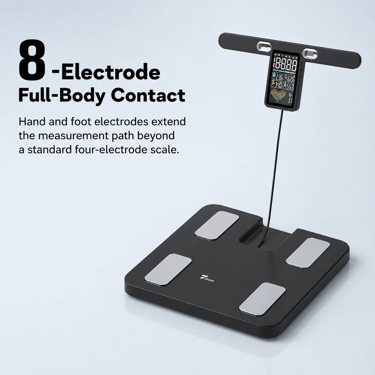 Eight-electrode layout with the retractable hand grip extended